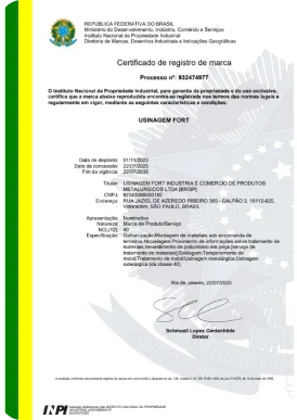 Certificado usinagem fort